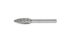 TC burrs for high-performance applications - INOX cut for stainless steel (INOX) - Flame shape B - Shank dia. 6 mm - B 1025/6 INOX - Product image