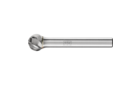 Carbide burs, high performance line - ALU cut for aluminum/non-ferrous metals - Ball bur – Shape D - Shank dia. 1/4” [d2] - Carbide Bur - Ball Shape, ALU Cut 3/8'' x 5/16'' x 1/4'' Shank - SD-3 - Product image