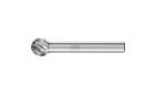 Carbide burs, high performance line - INOX cut for stainless steel (INOX) - Ball bur – Shape D - Shank dia. 1/4” [d2] - Carbide Bur - Ball Shape, INOX Cut 3/8'' x 5/16'' x 1/4'' Shank - SD-3 - Product image