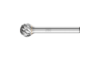 Carbide burs, high performance line - CAST cut for cast iron - Ball bur – Shape D - Shank dia. 1/4” [d2] - Carbide Bur - Ball Shape, CAST Cut 1/2'' x 7/16'' x 1/4'' Shank - SD-5 - Product image