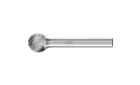 HM-Frässtifte für universelle Anwendungen - Für die Fein- und Grobzerspanung - Kugelform KUD - Schaft-ø 6 mm - KUD 1210/6 Z3 PLUS - Produktbild