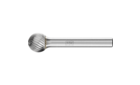 HM-Frässtifte für universelle Anwendungen - Für die Fein- und Grobzerspanung - Kugelform KUD - Schaft-ø 6 mm - KUD 1210/6 Z3 - Produktbild