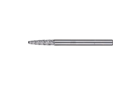 适用于高性能应用的碳化钨旋转锉 - 通用齿形ALLROUND齿 - 带端刃的圆头树形 RBF - 柄径3毫米 - RBF 0313/3 ALLROUND - 产品图片