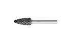 Fraises limes carbure hautes performances - Denture STEEL pour l'acier et l'acier moulé - Forme ogive à bout arrondi RBF - ø de tige 6 mm - RBF 1225/6 STEEL HC-FEP - Image du produit