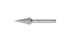 Carbide burs, performance line - OMNI cut for versatile use - Cone bur with pointed end – Shape M - Shank dia. 1/4” [d2] - Carbide Bur - Cone (Pointed), OMNI Cut 1/2'' x 1/2'' x 1/4'' Shank - SM-5 - Product image