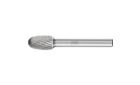 Carbide burs, universal line - For fine and coarse stock removal - Oval bur – Shape E - Shank dia. 1/4” [d2] - Carbide Bur - Oval Shape, DBL Cut 3/8'' x 5/8'' x 1/4'' Shank - SE-3 - Product image